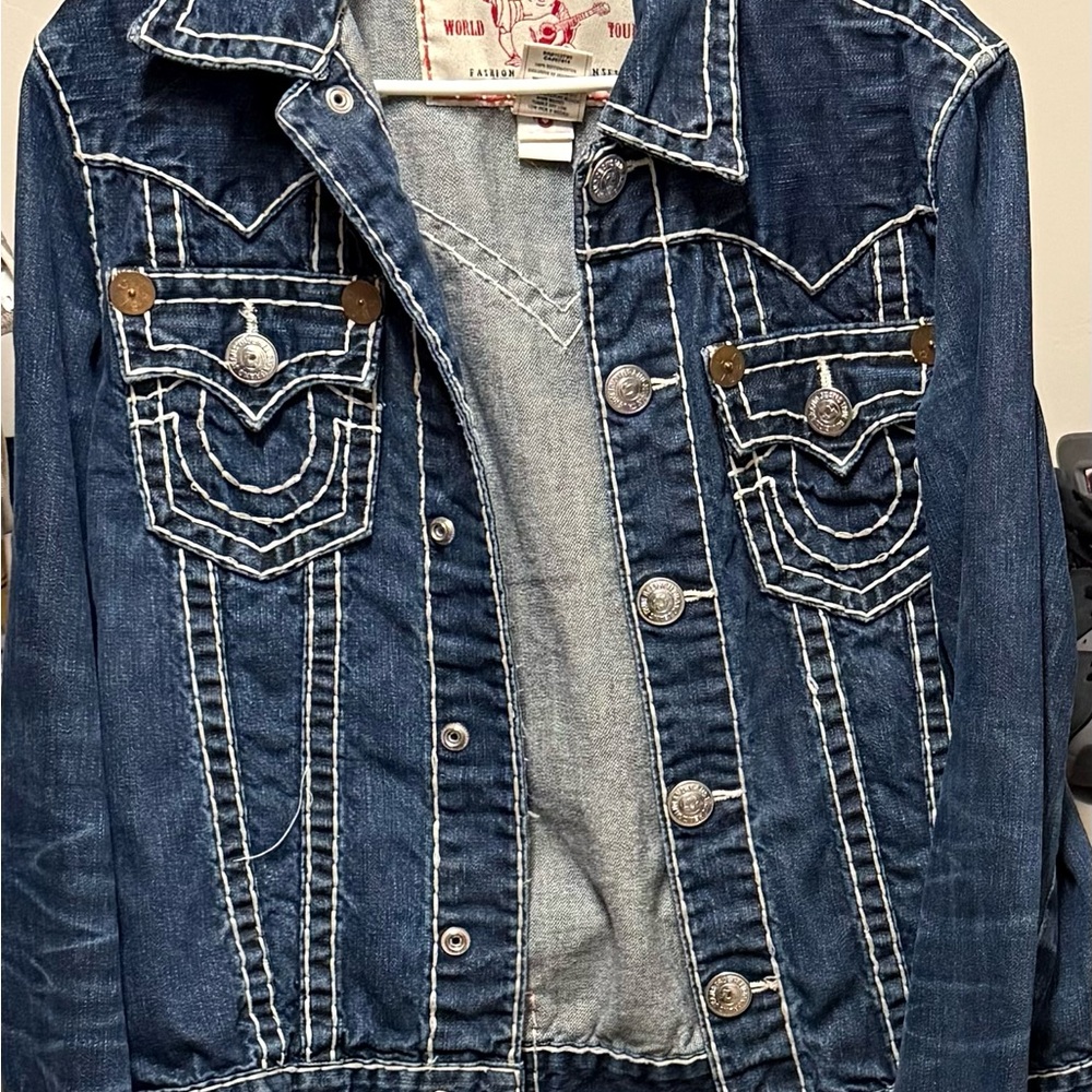 True Religion Indigo Denim Jacket with Contrast Stitching